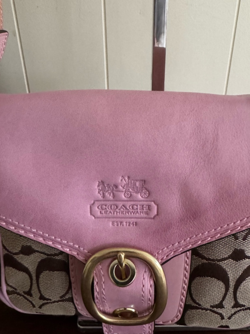 Coach Limited Edition Bleecker Signature Jenny Bag #11593 Pink/Khaki w/Scarf - Picture 3 of 15
